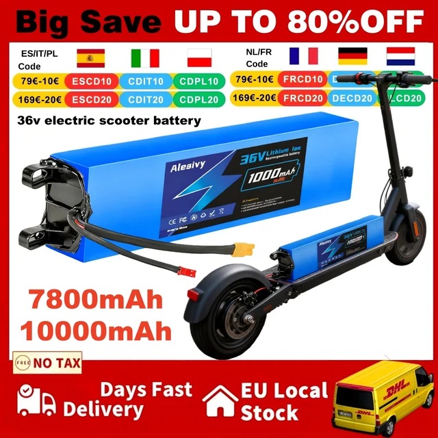 Aleaivy 10S3P 36V 10Ah 18650 batterie au Lithium Rechargeable 7800mAh M356 batterie de scooter pour 500w vélo scooter avec BMS 1