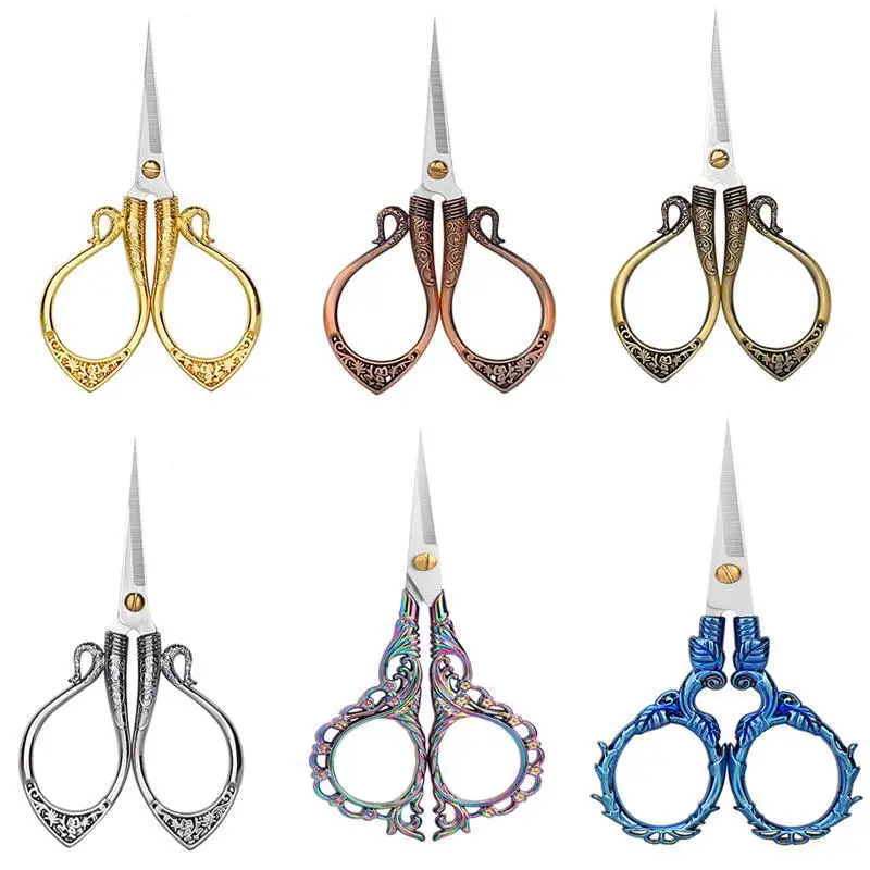 Colorful Stainless Steel Antique Scissors European Classic Craft