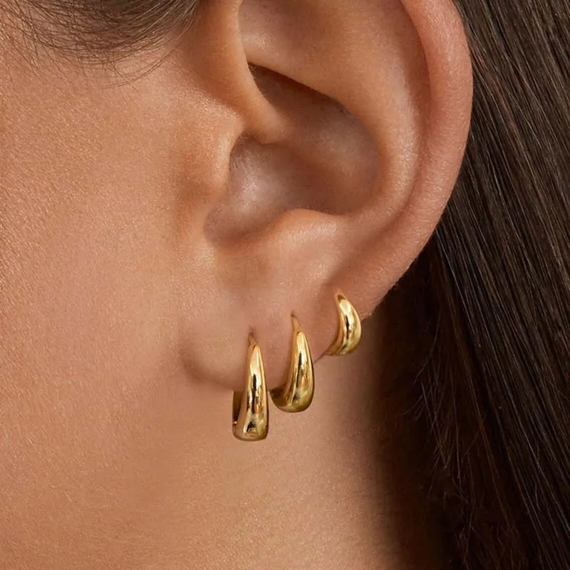 6Pcs New Minimalist Copper Metal hoop earrings Women Simple Circle Men's Small Earrings Punk Unisex Rock Piercing Jewelry