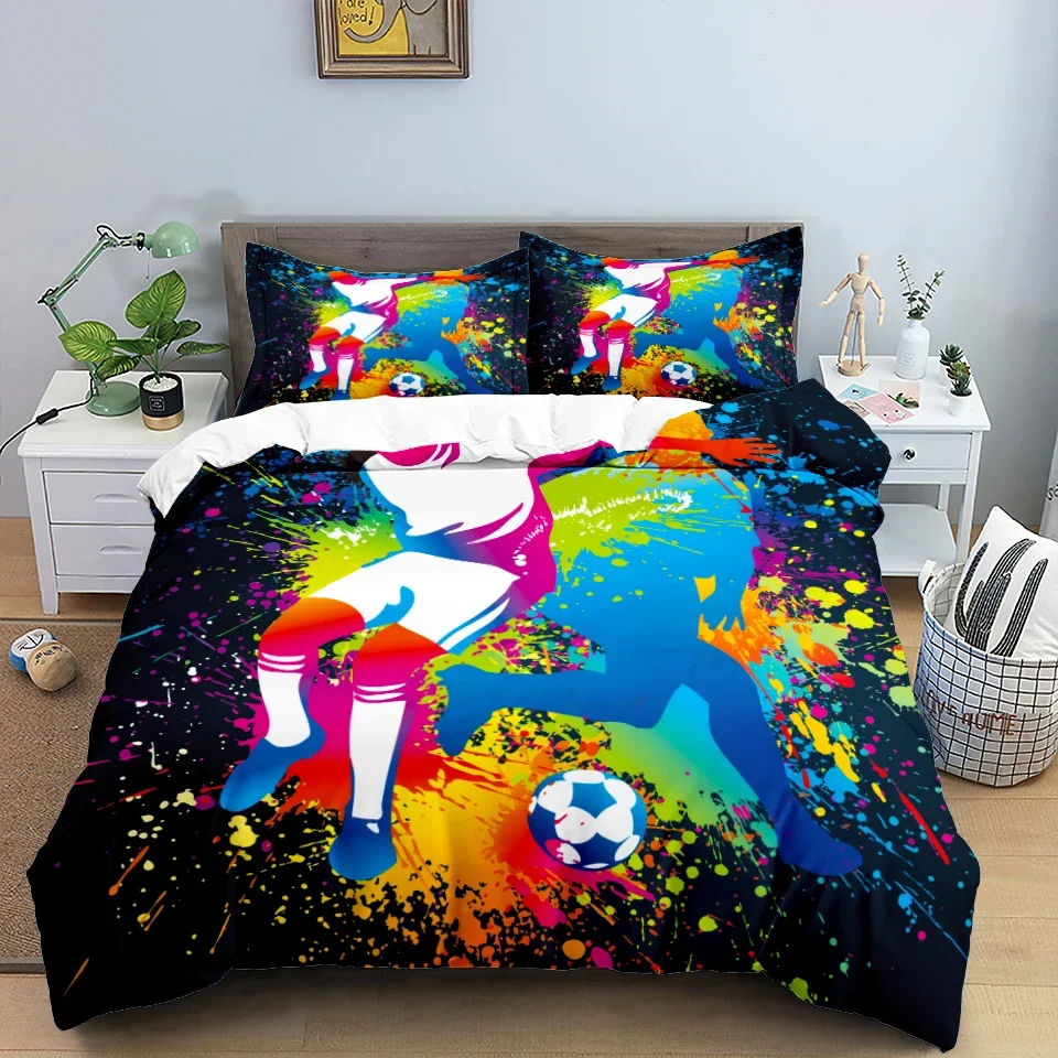 Football Bedding Set 3D Soccer Child Duvet Cover Single Double Sports Boy Home Textile Comforter Nordic Covers For Bed King Full 4