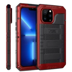 Heavy Duty IP68 Waterproof Metal Shockproof Case - Doom Armor Series - iPhone 12 (Red)
