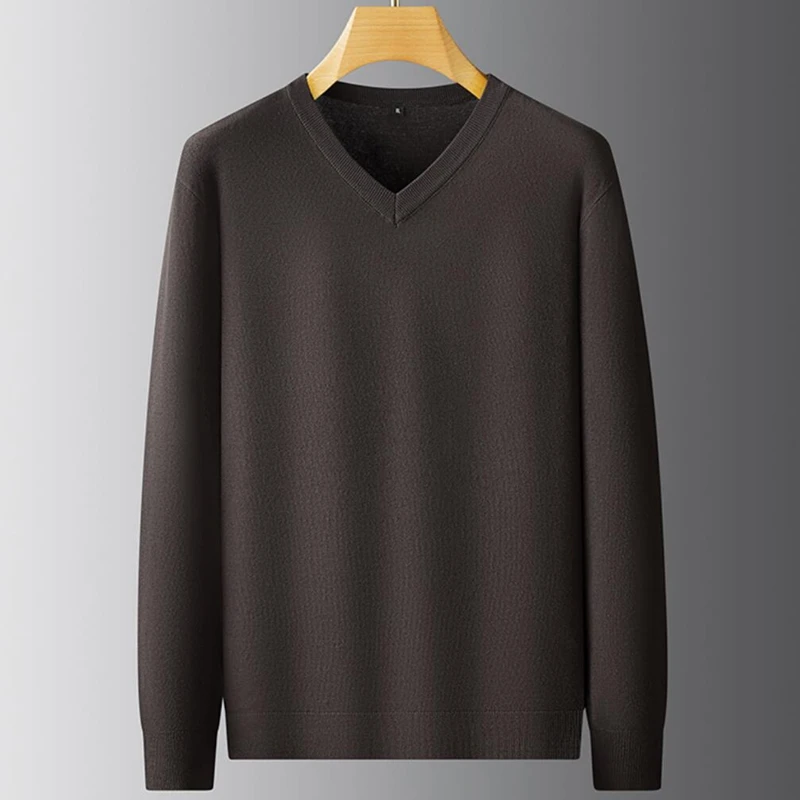 8XL 7XL 6XL 2024 New Autumn Winter High End Business V-Neck Sweater Men Soft Warm Cashmere Pullover Casual Loose Mens Sweaters 4