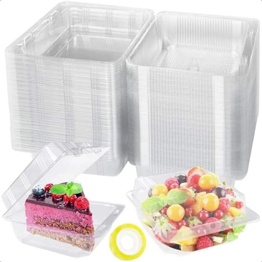 100 Pack Clear Plastic Hinged Food Containers