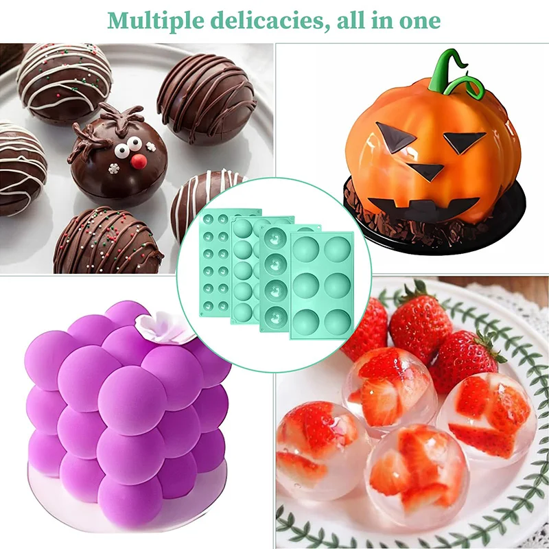 Moules En Silicone Semi-Sphériques - 3 Tailles (2.8 à 6.6 Cm) - Pour Chocolat, Bonbons, Pâtisserie