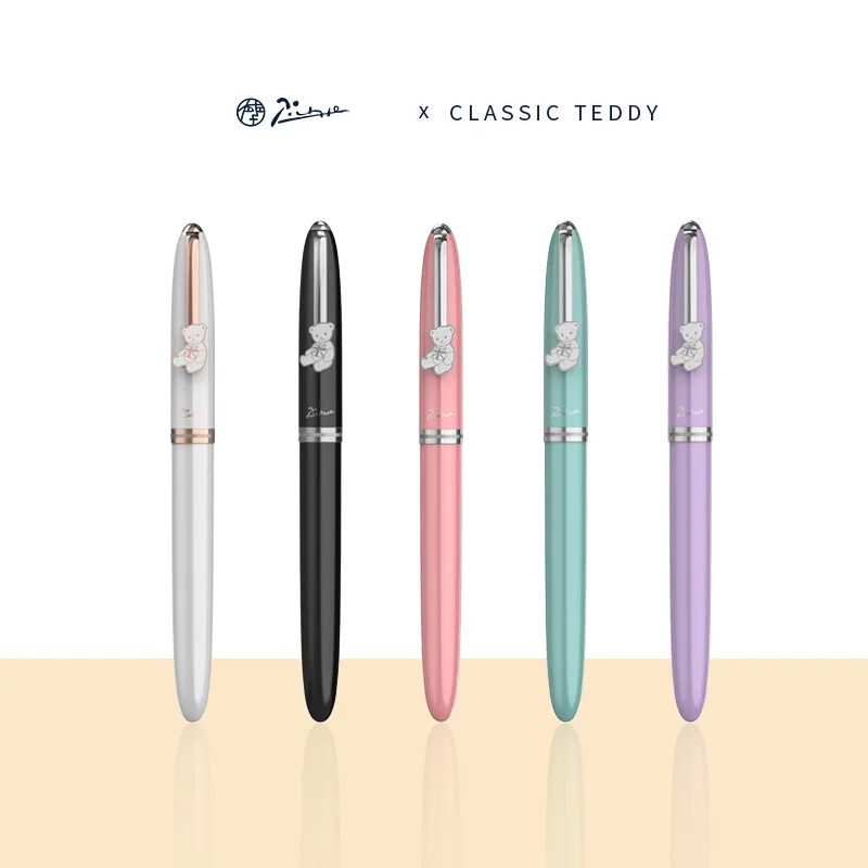 1pcs Pimio Picasso Fountain Pen Classic Teddy Series Iridium Pen Metal Signature Pen Gift Box Stationery Office School Supplies custom engraved metal pen business private order fountain pen commemorative gift boss teacher office school stationery