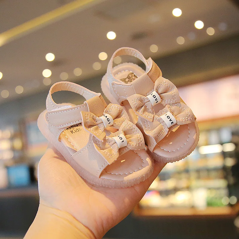 Summer Korean Style Baby Sandals Kawaii Bowtie Girls Toddler Shoes Soft Sole Antislip Infant Baby 1 Year Shoes First Walkers 4