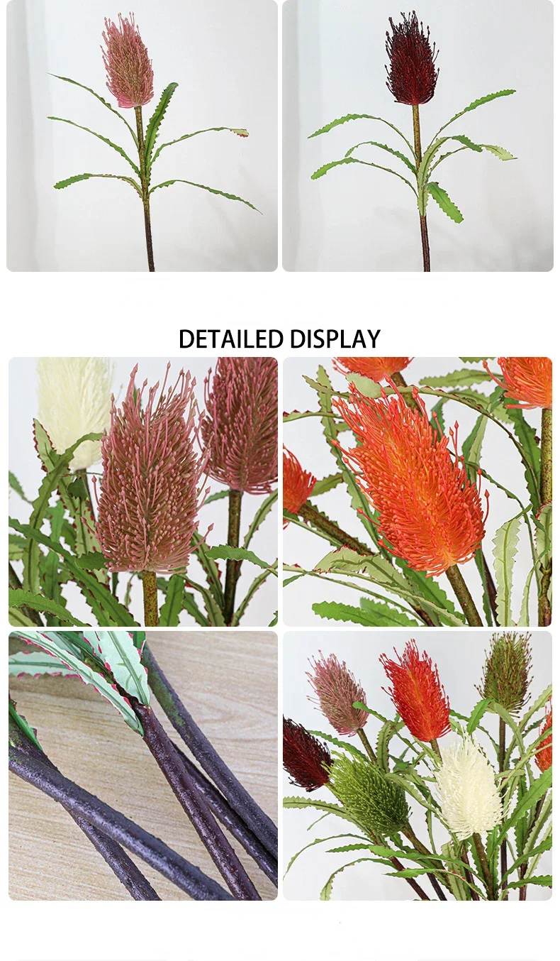 Description Picture 5 of itemArtificial Plants Silk Fake Flowers Auditorium Decor Red Black Stupa Flower Branches Simulation Green Plant Balcony Decoration