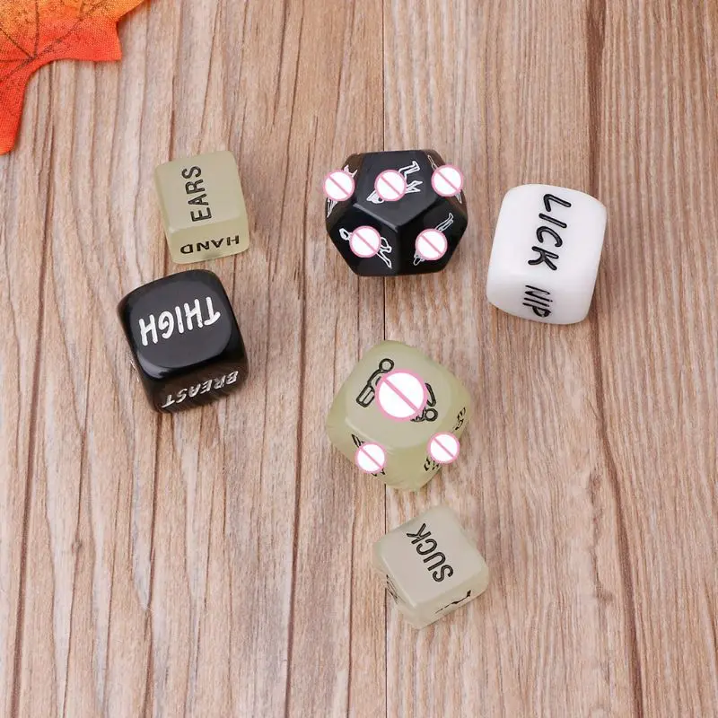 Funny Sex Dice 6 Sides Erotic Craps Sex Glow Toy for Adults Sexual Posture Dice Erotic Games for Couples Playing 6pcs/set