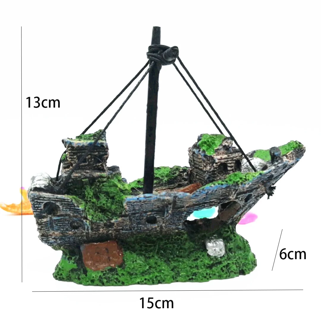 Fish tank ornaments Mini landscape ornaments Fish tank decorations Aquarium ornaments Aquarium Fish Tank Decorations Landscape Pirate Ship Wreck Ship Vintage Resin Design Boat Aquarium Accessories Home Decorations