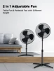 PELONIS 16‘’ Pedestal Stand Up Oscillating Fan with 3 Speeds Settings Ultra Quiet Adjustable Heights 2 Packs Black 5