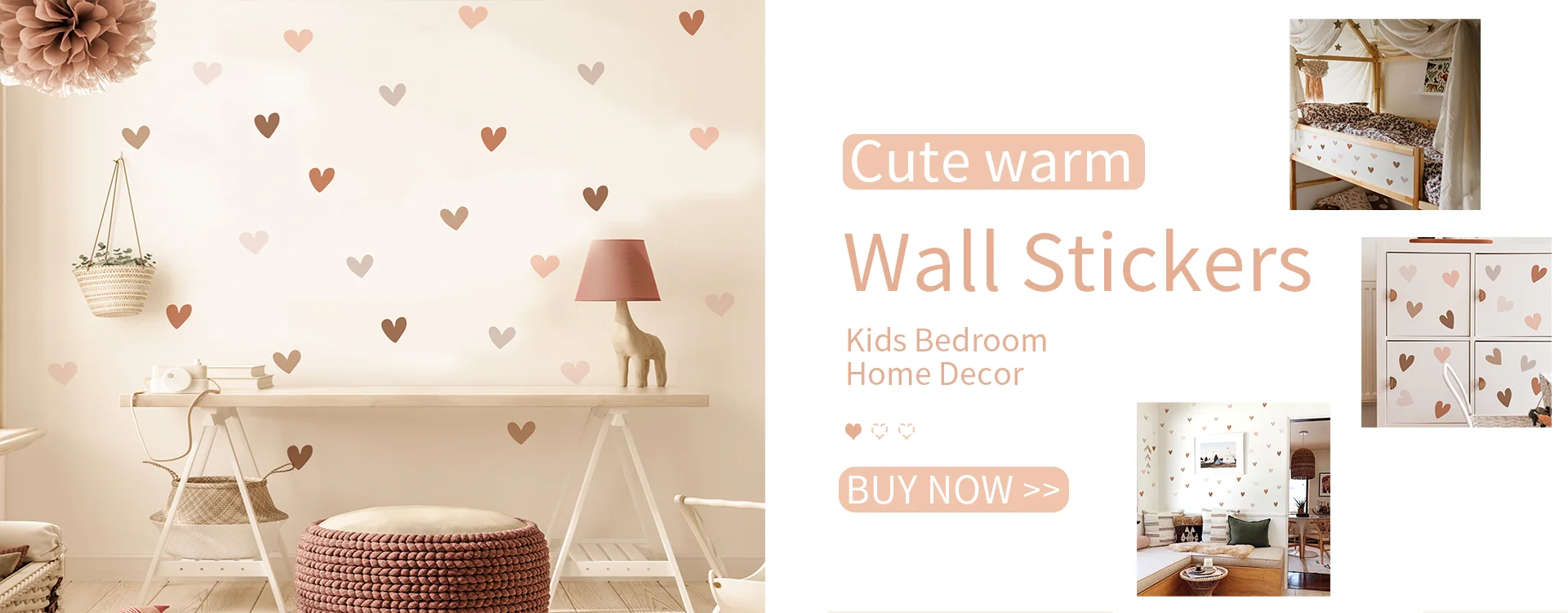 Mini Heart Stickers for Kids Rainbow Wall Decals For Girl-Taobao