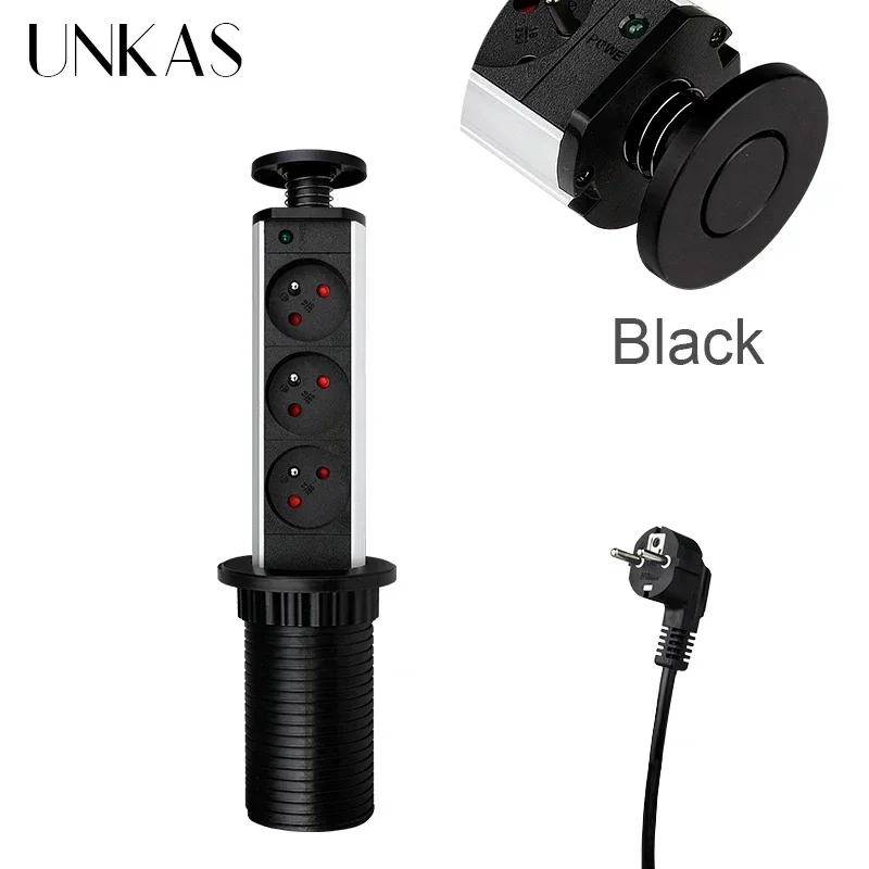 Sleek Retractable Black Pop-Up Power Socket