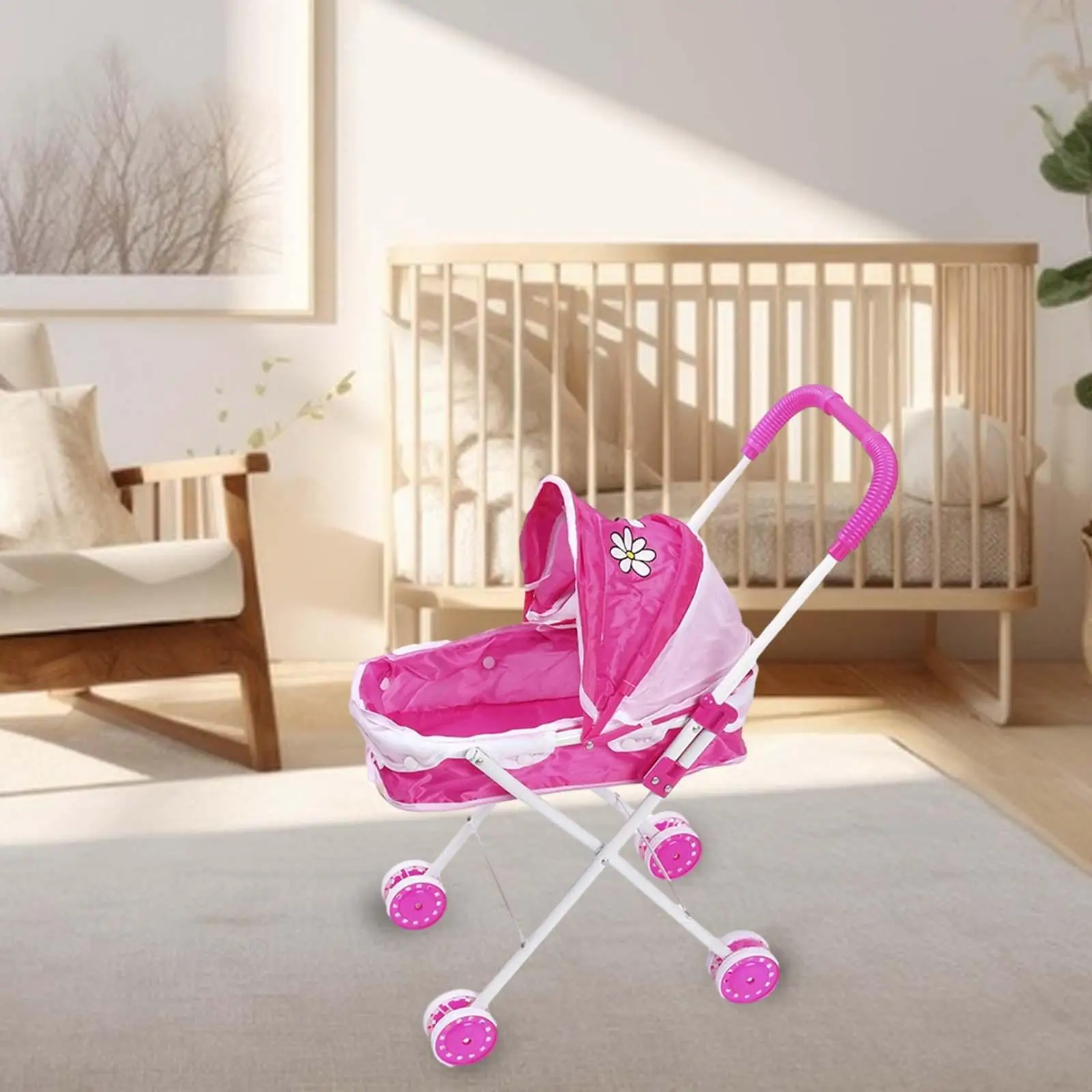 Foldable Baby Doll Stroller Parent-Child Play House Toy Child Baby Foldable Iron Stroller Baby Stroller Pretend Play Role