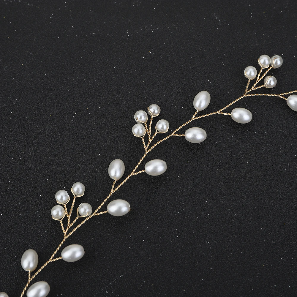 Pearl Headband Wedding Head Jewelry Silver Bridal Hair Accessories Gold Tiaras Bridesmaid Headpieces