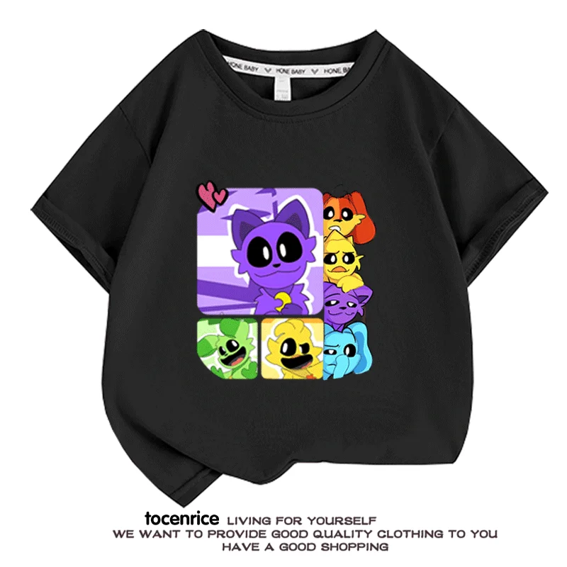 

Детские футболки, игровая рубашка для детей возрастом, женская футболка со смайликами, повседневные аниме топы с коротким рукавом для мальчиков и девочек