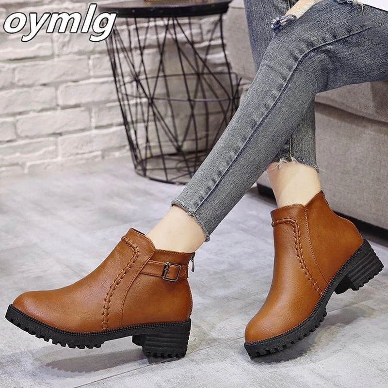DoraTasia Botines de tacón bajo para mujer, botines de tacón bajo, negro, para otoño e 2020|Botas hasta el tobillo| - AliExpress