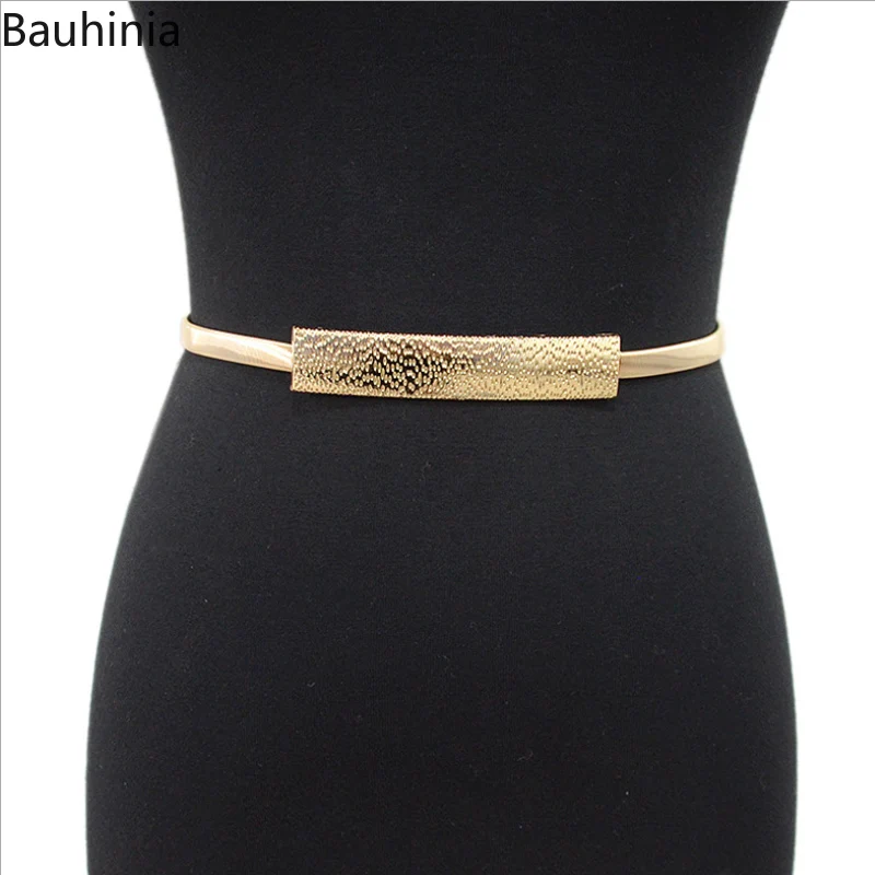 Women Belt Gold Silver LEAF Elastic Metal Stretch High Waist Dress  Cummerbund