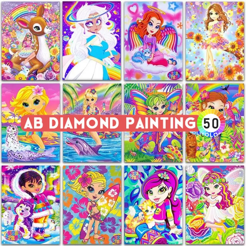 

AB Diamond Painting Kit Cartoon Little Girl Deer Princess Full Square Round Embroidery Mosaic Cross Stitch Paint Home Decor Sale