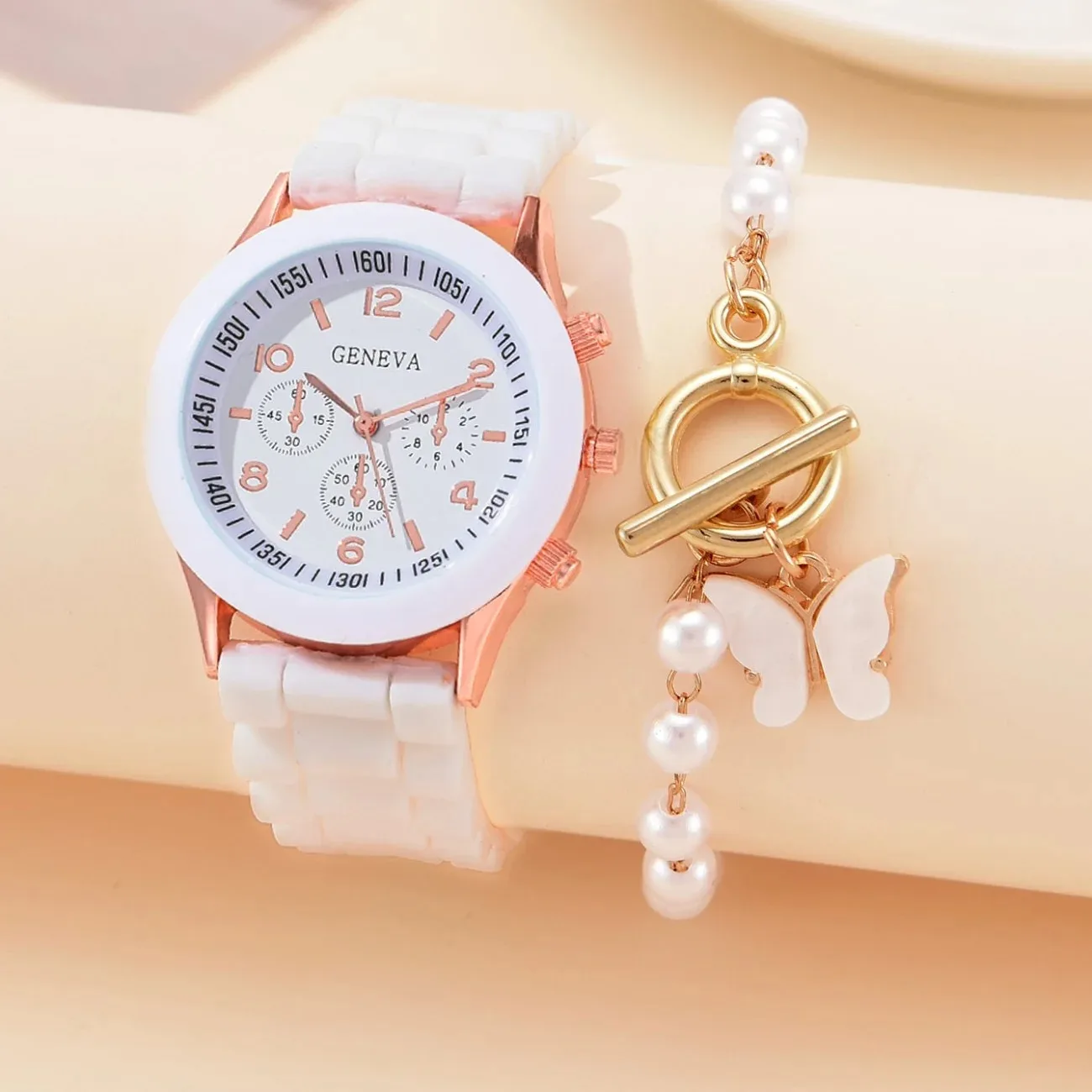 2pcs-Couple Watch Fashion Quartz Casual Silicone Strap Watch Bracelet