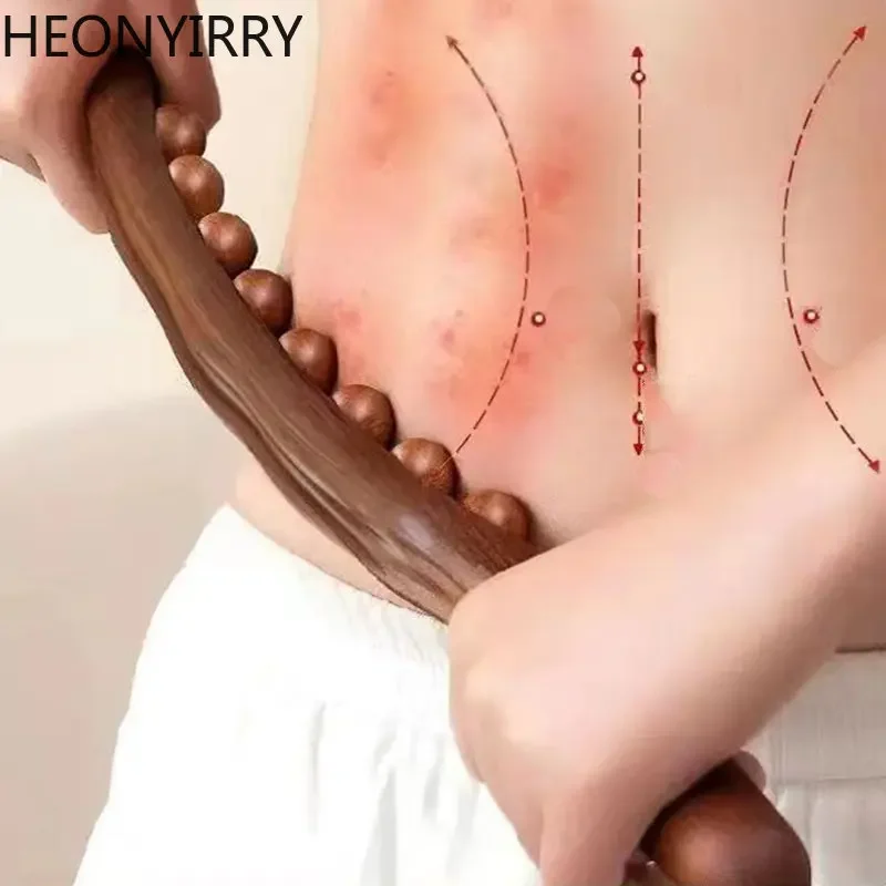 muscle massager stick massage tool 8/20 beads Gua Sha massage stick carbonized wood back scrapping meridian therapy wand muscle relaxing body massager Guasha