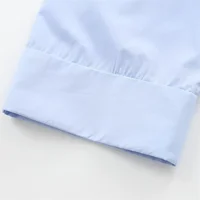 Autumn New European and American Loose Collar Curled Wide Sleeve Cotton Blended Buckle Poplin Shirt - Image 3