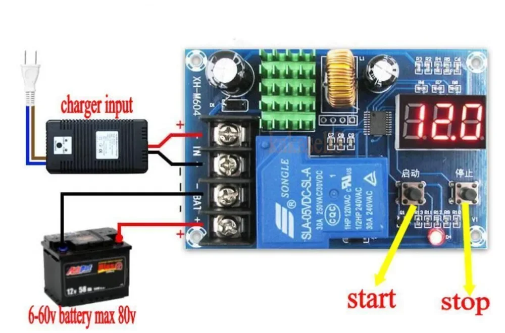 6v to 60v Lead-acid Storage Battery Charging Controller Protection Charger Switch 12v 24v 36v 48v Solar charging car battery battery accessories