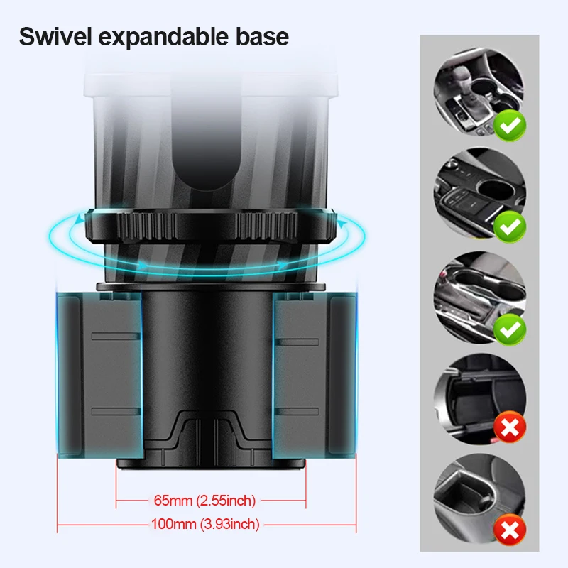 SEAMETAL-2 인 1 자동차 컵 홀더 확장기 어댑터 기본 차량 음료수 병, 휴대폰 홀더, 자동차 스타일링 액세서리