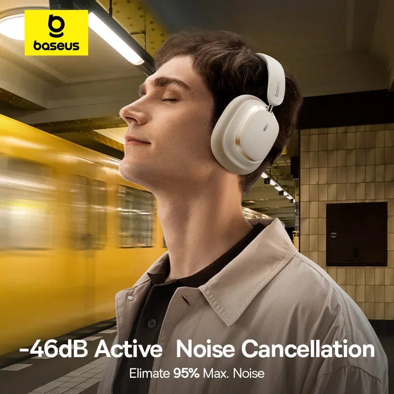 Casque sans fil Baseus Bowie H1s Bluetooth 5.4, réduction de bruit 46 dB, casque circum-aural, audio spatial haute résolution_voghion.com