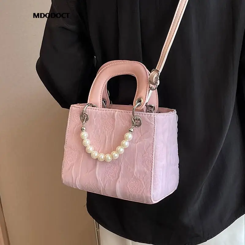 LV Louis vuitton fashion pearl diamond bee more letter print leather chain  handbag shoulder bag crossbody bag