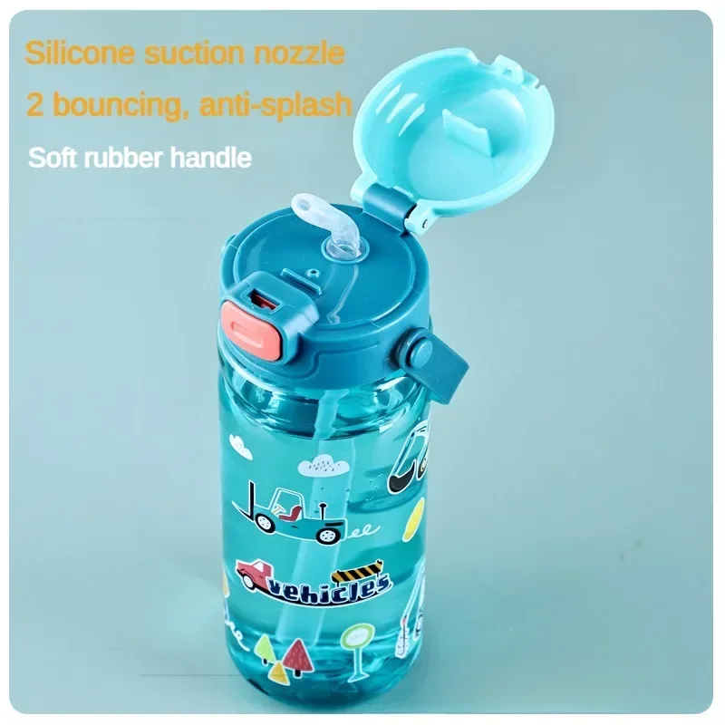 600Ml Kids Sippy Cup Plastic Cartoon Water Bottles Straw and Lids Portable Toddlers Beverage Cup Children's Day Gift plastic water bottle