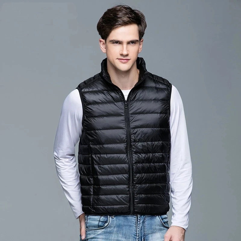 New Men's Winter Coat 90% White Duck Down Vest Portable Ultra Light Sleeveless Jacket Portable Waistcoat for Men