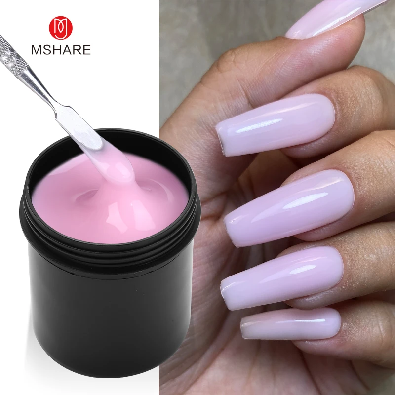 

MSHARE Self Leveling Construction Gel for Nail Extension Natural Looking Nude Shade Builder UV Led Gel No Burning Not Hot 150ml