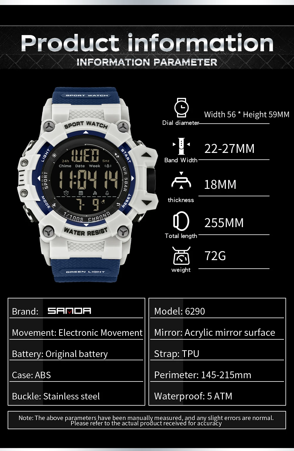 SANDA Stylish Multi-Function Waterproof Sports Watch
