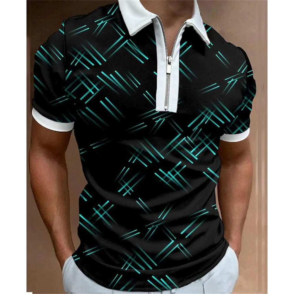 T-shirts Men Golf Quarter Zip Polo Street Collar Men's Tops