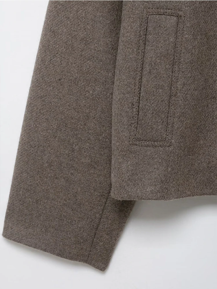 Women's Autumn Winter Woolen Coat Loose Fit Single-Breasted Pocket Jacket Casual Fashion Streetwear Long Sleeve New Outerwear ﻿