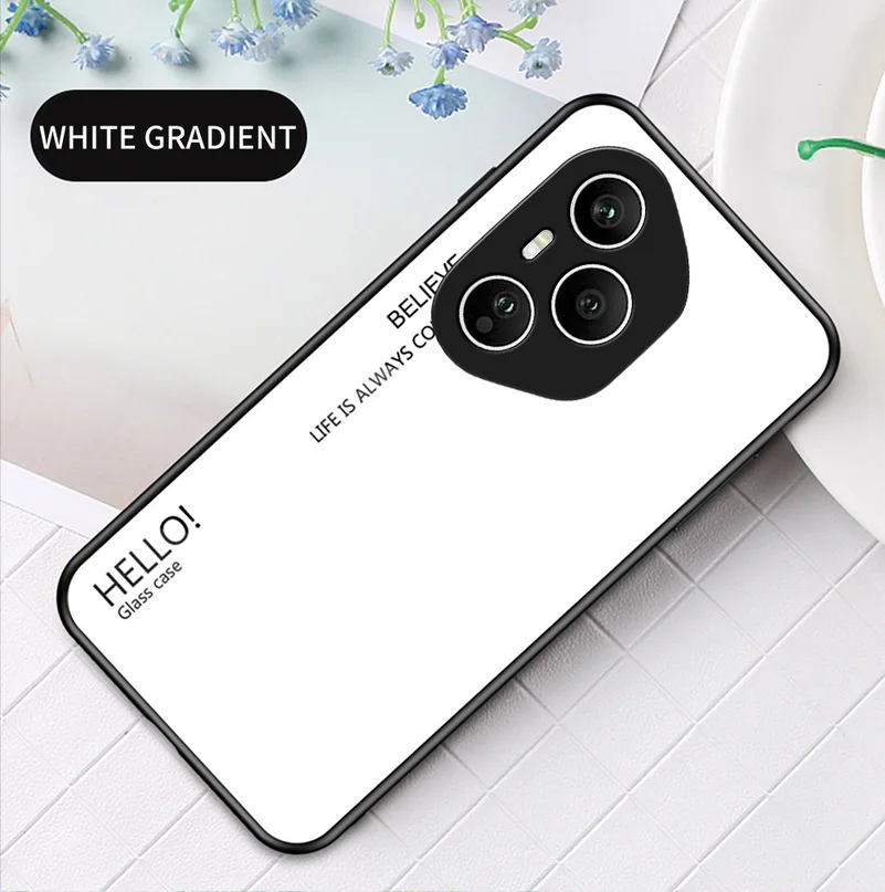 Gradient Tempered Glass Glossy Back Cover Case
