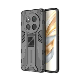 Shockproof Armor Phone Case with Magnetic Holder and Stand - Durable Hard PC Back Cover for Magic7 Lite (5G) (CYS-Black)