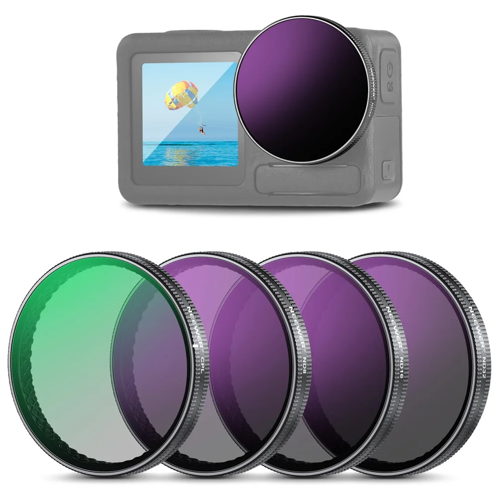 Kit Filtres ND8 ND16 ND32 + CPL pour DJI Osmo Action 5 Pro 4 3, avec la monture en métal.