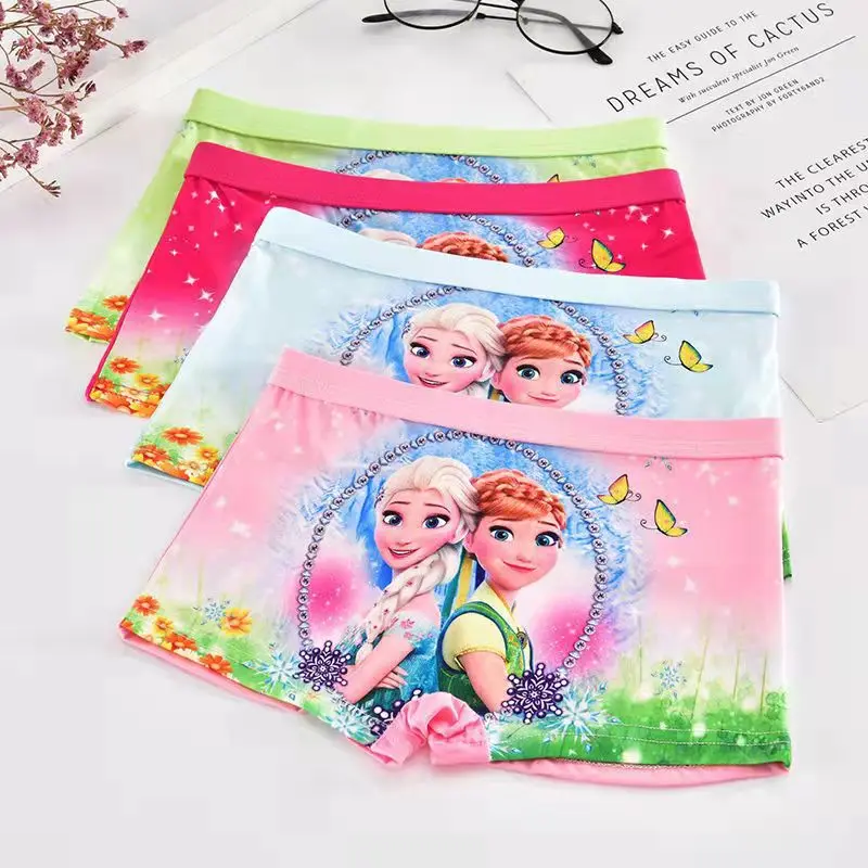 Girls Panties 4Pcs Disney Anna Elsa Princess Cartoon Kids Panties Pink Teen Underwear Summer Modal Shorts Kids Boxers Baby Clothing