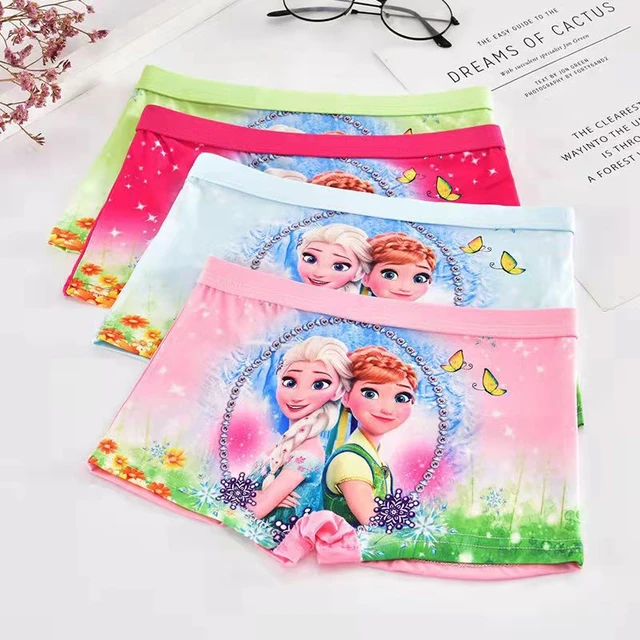 4Pcs Disney Anna Elsa Princess Girls Kids Panties Cartoon Cute Pink Teen  Underwear Summer Modal Shorts Kids Boxers Baby Clothing