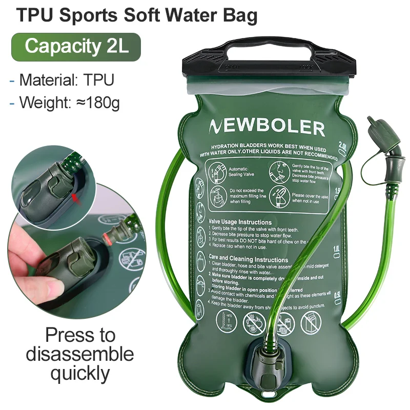 NEWBOLER BPA-Free Hydration Pack Water Reservoir Bag - 2L/3L Capacity