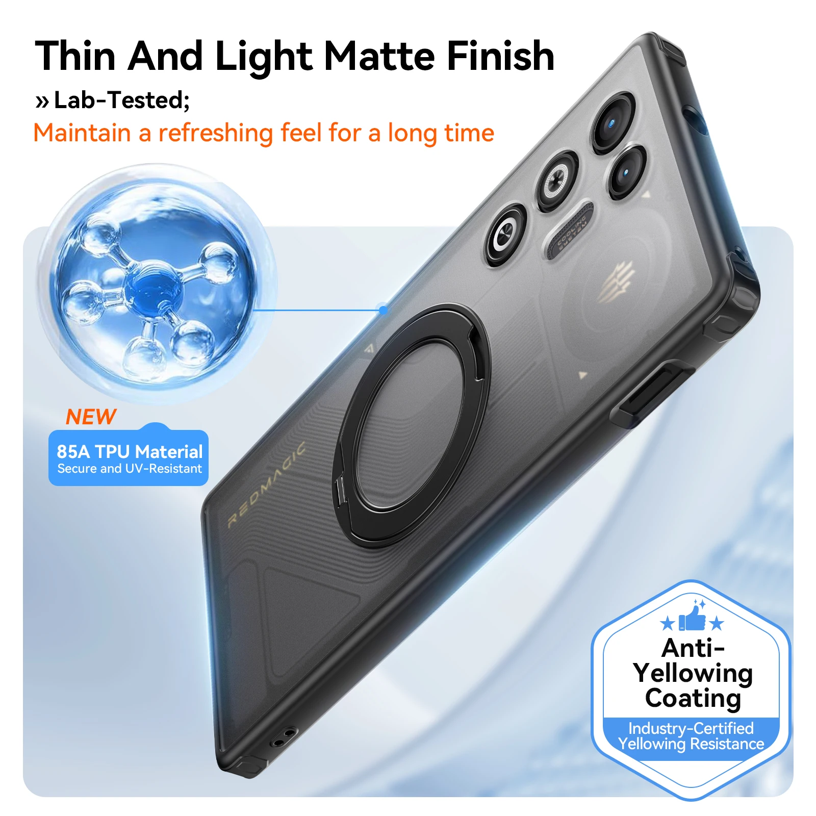 Translucent Shockproof Magnetic Phone Case with 360° Rotating Bracket and Matte Finish