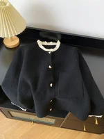 Femmes vêtements automne nouveau bouton d'amour col plissé tricoté Cardigan veste femme paresseux Style doux mode coréenne pull hauts 1