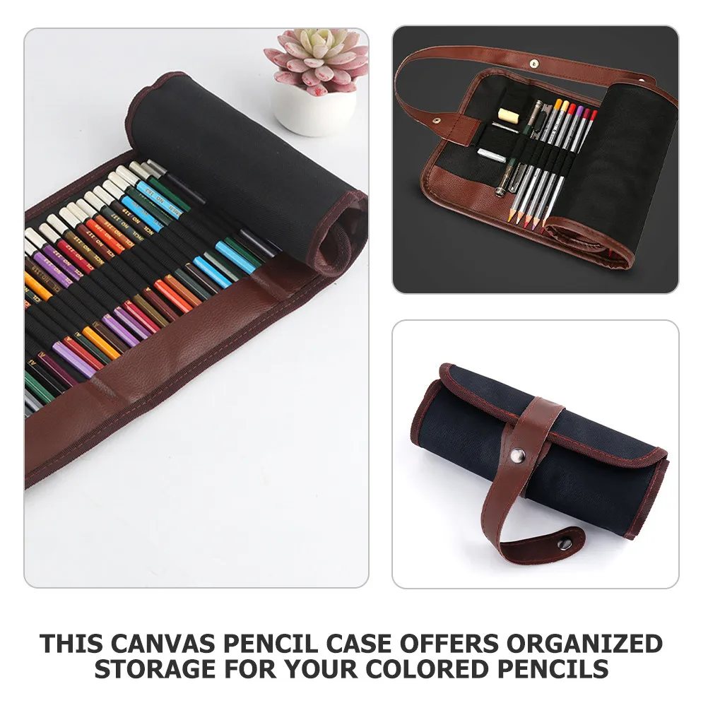 36 슬롯 캔버스 컬러 연필 파우치 롤업 주최자 학교 미술 용품 ??그리기 도구를위한 휴대용 연필 케이스