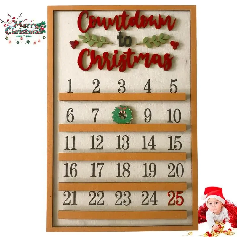 

Christmas Wooden Advent Calendar Table Holiday Decoration Merry Christmas Book DIY Christmas Calendar Fold Out Fill Your