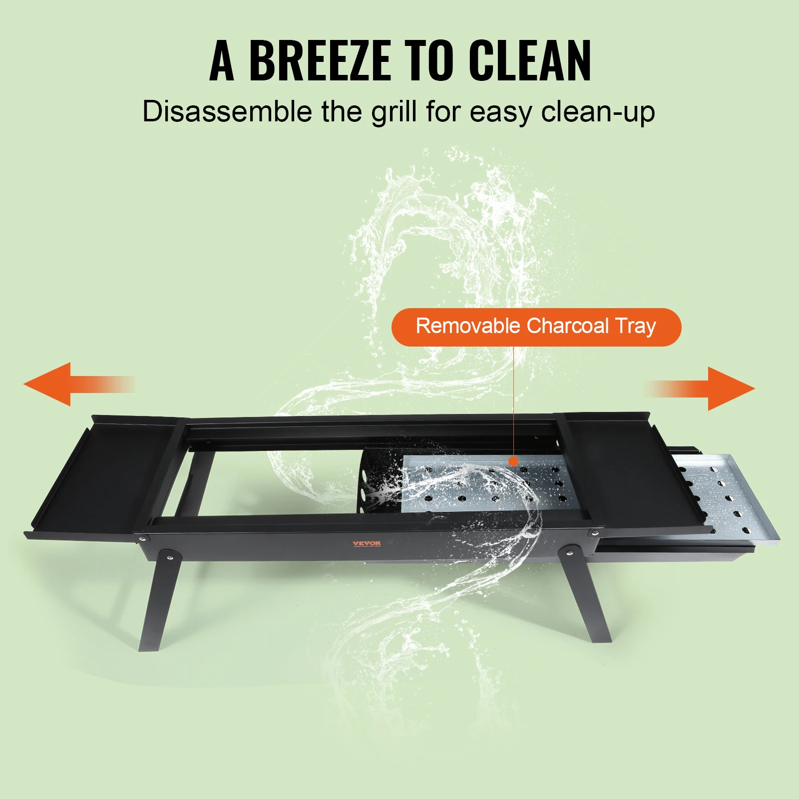 VEVOR 23in Portable Charcoal Grill Small Barbecue Grill Folding BBQ Grill Compact Foldable Grill Mini Smoker for Outdoor Cooking 6