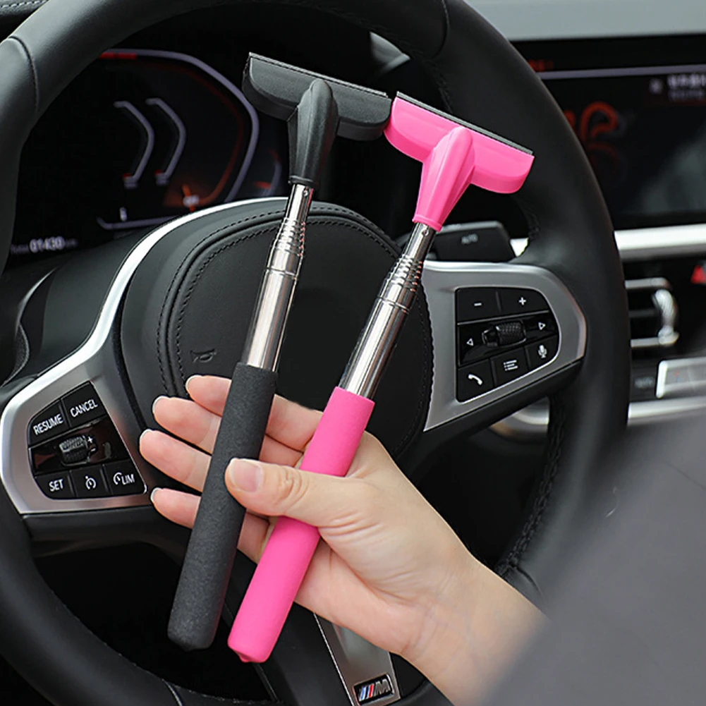 

Telescopic Rearview Mirror Squeegee Retractable Double-side Rod Window Cleaner Squeegee Wiper Brush Glass Cleaning Tool