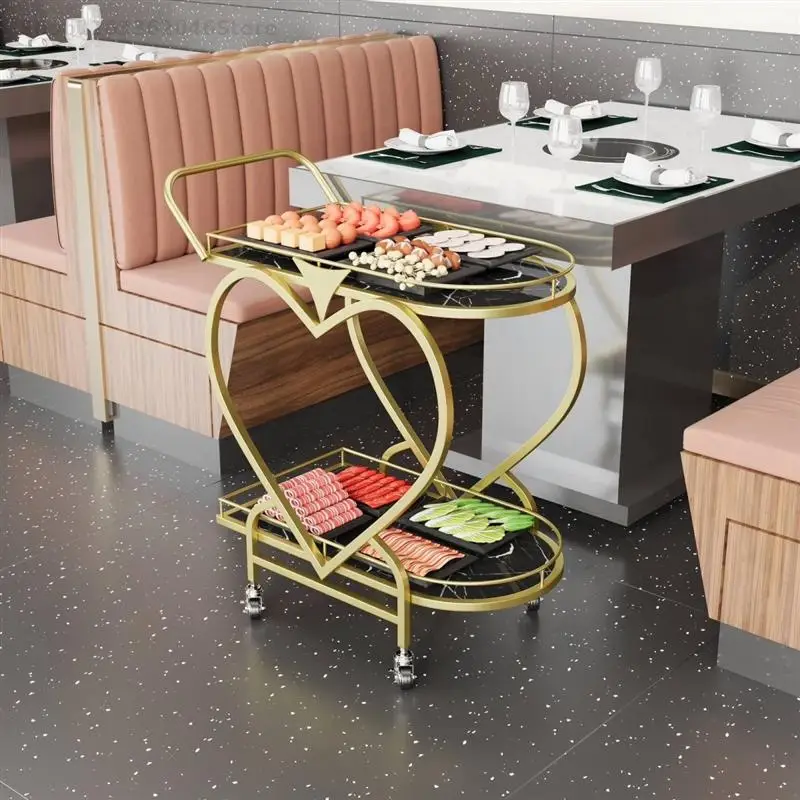 Nordic Mobile Trolley High-end Storage Car Hotel Wine Car Golden Multi-layer Iron Dining Restaurant Delivery