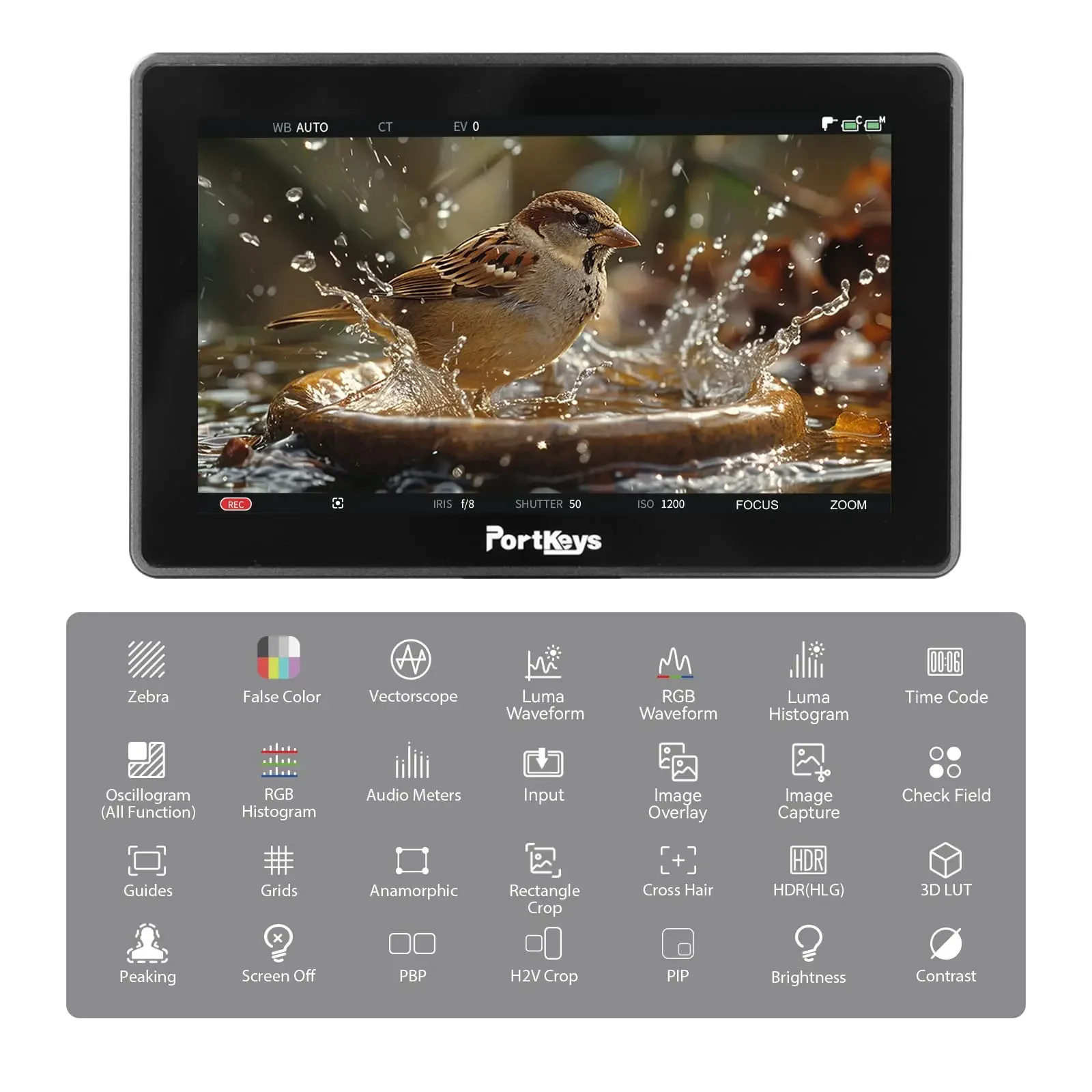 Portkeys BM5 IV 5.5inch Camera Field Monitor 3D LUT Display 1920x1080p Dual Screen Monitor 4K HDMI-USBC for Camera Live Steaming