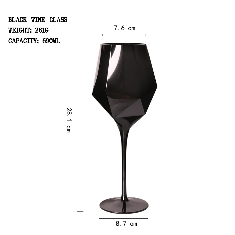 Pure Black Crystal Golden Edge Red Wine Glass Goblet Light Luxury Simple Model Room Special Champagne Glasses Kitchen Utensils glass drinkware